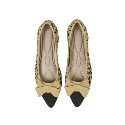 Damen Ballerinas Slip On Schuhe rutschfest Flach Stricken Sneaker Elegant Schleife Ballerinas Klassische Weiche Schuhe Tanzschuhe Frauen von tinetill