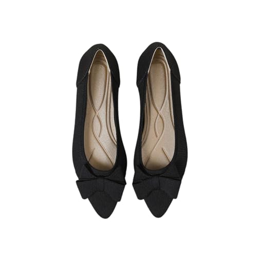 Damen Ballerinas Slip On Schuhe rutschfest Flach Stricken Sneaker Elegant Schleife Ballerinas Klassische Weiche Schuhe Tanzschuhe Frauen von tinetill