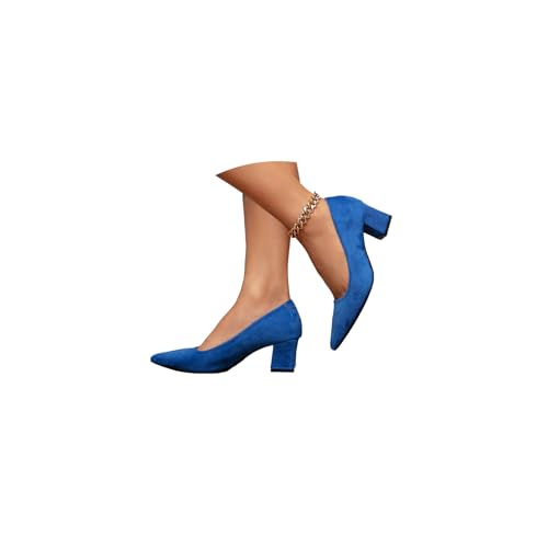 Damen Pumps Klassische Absatzschuhe High Heels Party Pumps Hohe Schuhe Spitz Slip-on Blockabsatz Arbeitsschuhe Geschlossen von tinetill