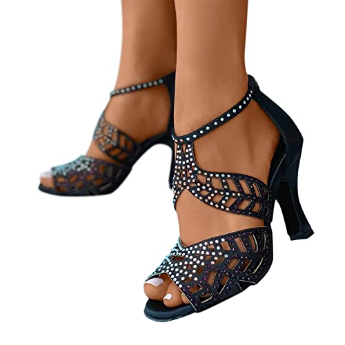 Sandalen Damen Glitzer Strass Sandaletten mit Reißverschluss Hinten Strassausschnitt Peep Toe Sandalen Tanzschuhe Elegant Absätze Bequem Sommerschuhe Sandalen Damen Glitzer Strass Sandaletten mit Reißverschluss Hinten Strassausschnitt Peep Toe Sandalen Tanzschuhe Elegant Absätze Bequem Sommerschuhe von tinetill