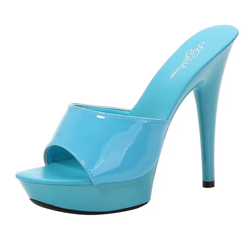 Sandalen Damen Plateau High Heels Stiletto Sandaletten Absatzschuhe Elegant Peep Toe Hausschuhe Party Plattform Sandaletten von tinetill