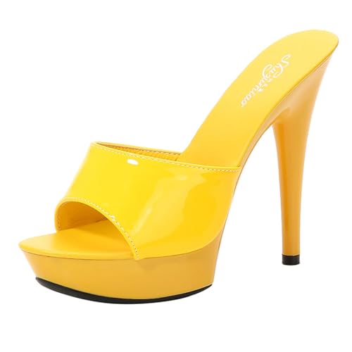 Sandalen Damen Plateau High Heels Stiletto Sandaletten Absatzschuhe Elegant Peep Toe Hausschuhe Party Plattform Sandaletten von tinetill