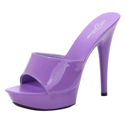 Sandalen Damen Plateau High Heels Stiletto Sandaletten Absatzschuhe Elegant Peep Toe Hausschuhe Party Plattform Sandaletten von tinetill