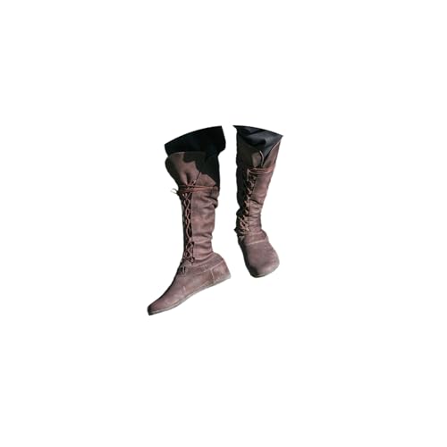 Stiefel Herren Mittelalter Stiefeletten Vintage Lederstiefel Mittelhohe-Stiefel Western Cowboy Stiefeletten Biker Freizeitschuhe Boots von tinetill