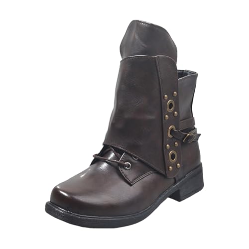 Stiefeletten Damen Biker Boots Vintage Boots Retro Kurzschaft Westernstiefel Halbstiefel Cowboystiefel Knöchelstiefel Knöchel Schuhe von tinetill