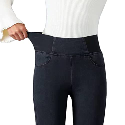 Thermo Leggings Damen Jeggings Skinny Jeans High Waist Warm Gefütterte Jogginghose Deinm Stretch Hose mit Taschen Pants Warm Winter Leggings Fitnesshose Yogahose Streetwear von tinetill