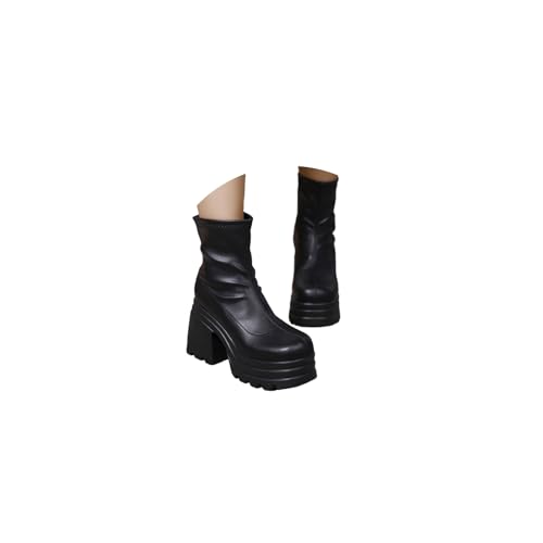 Winterstiefel Damen Plateau Gothic Stiefeletten Chunky Heels Schuhe Winterschuhe Kurzschaft Vintage Stiefeletten mit Blockabsatz Schuhe von tinetill