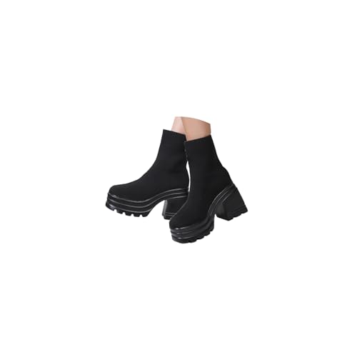Winterstiefel Damen Plateau Gothic Stiefeletten Chunky Heels Schuhe Winterschuhe Kurzschaft Vintage Stiefeletten mit Blockabsatz Schuhe von tinetill