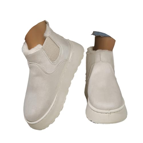Winterstiefel Damen Stiefel Warm Boots Schneestiefel Plüsch Winterschuhe Gefüttert Schlupfstiefel Flache Schuhe Kurzschaft Stiefel Wanderschuhe Winter von tinetill