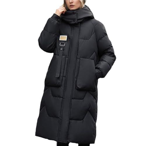 tinetill Damen Lang Daunenmantel Warm Wintermantel Steppmantel mit Fellkapuze Verdickte Winterjacke Maxi Jacke Daunenjacke mit Kunstpelz Kapuze Winddicht Mantel von tinetill