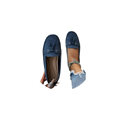 tinetill Damen PU Mokassins Flach Loafers Lässige Bequeme Schuhe Slip on Freizeitschuhe Wanderschuhe Runde Zehe Halbschuhe von tinetill