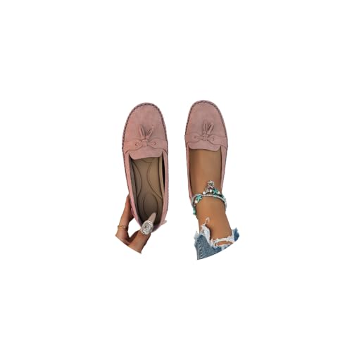 tinetill Damen PU Mokassins Flach Loafers Lässige Bequeme Schuhe Slip on Freizeitschuhe Wanderschuhe Runde Zehe Halbschuhe von tinetill