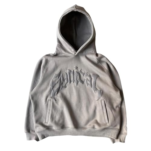 tinetill Damen Zip Up Hoodie Y2K Kapuzenpullover Gothic Punk Drucken Hoodie Pullover Unisex Baggy Hoodie Vintage Langarm Sweatshirt Streetwear von tinetill