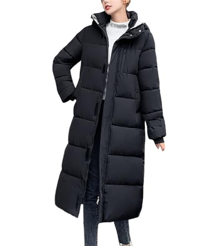 tinetill Daunenmantel Damen Lang Warm Winterjacke Steppmantel Mit Kapuze Verdickte Daunenjacke Langarm Puffer Wintermantel Parka Winddicht Mantel Übergröße von tinetill