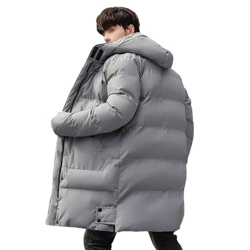 tinetill Daunenmantel Herren Lange Winterjacke Warm Pufferjacke Steppjacke mit Kapuze Parka Jacke Reißverschluss Verdicken Wintermantel Männer Thermojacke von tinetill