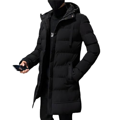 tinetill Daunenmantel Herren Lange Winterjacke Warm Pufferjacke Steppjacke mit Kapuze Parka Jacke Reißverschluss Verdicken Wintermantel Männer Thermojacke von tinetill