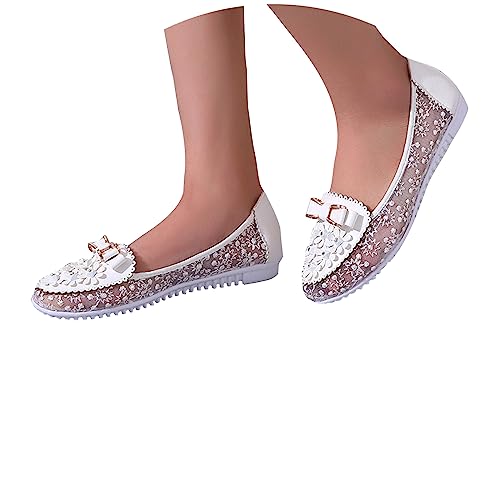 tinetill Freizeitschuhe Damen Flache Schuhe Tüll Spitze Sneaker Bequem Mesh rutschfest Loafers Turnschuhe Schlupfschuhe Fahrschuhe Slip On Flats Damenschuhe von tinetill