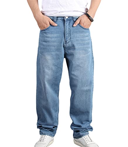 tinetill Herren Baggy Jeans Straight Basic Jeans Streetwear Männer Hip Hop Hose Denim Cargohosen Loose Fit Jogginghose Streetwear von tinetill