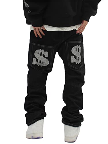 tinetill Herren Jeans Patchwork Vintage Baggy Jeanshose Denim Hosen Baggy Hip Hop Jeans Weitem Bein Straight Leg Hose Streetwear tinetill Herren Jeans Patchwork Vintage Baggy Jeanshose Denim Hosen Baggy Hip Hop Jeans Weitem Bein Straight Leg Hose Streetwear von tinetill