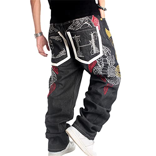 tinetill Herren Jeans Patchwork Vintage Baggy Jeanshose Denim Hosen Baggy Hip Hop Jeans Weitem Bein Straight Leg Hose Streetwear tinetill Herren Jeans Patchwork Vintage Baggy Jeanshose Denim Hosen Baggy Hip Hop Jeans Weitem Bein Straight Leg Hose Streetwear von tinetill