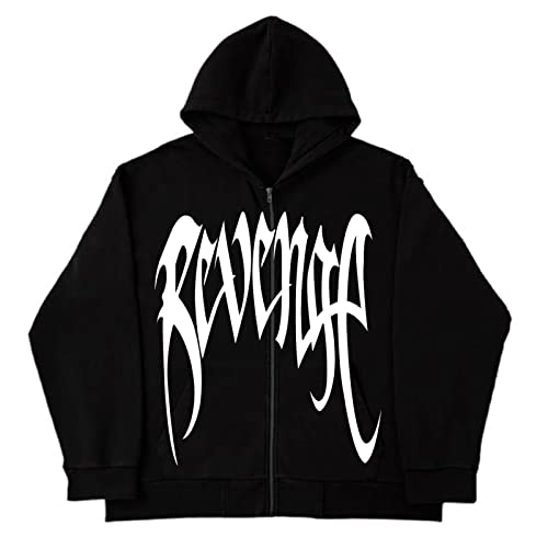 tinetill Herren Y2K Jacke Zip Up Hoodies Harajuku Sweatshirt Vintage Kapuzenjacke Goth Sweatjacke mit Kapuze 90er E-Girl Hoodie mit Kapuze und Reißverschluss von tinetill