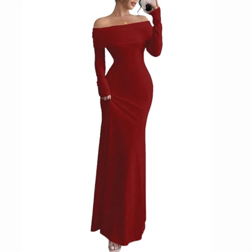 tinetill Kleid Damen Langarm Maxikleid Wickelkleid Schulterfreies Abendkleid Freizetikleid Cocktailkleid Partykleid Elegant Brautjunferkleid Abschlusskleid Sommerkleid tinetill Kleid Damen Langarm Maxikleid Wickelkleid Schulterfreies Abendkleid Freizetikleid Cocktailkleid Partykleid Elegant Brautjunferkleid Abschlusskleid Sommerkleid von tinetill