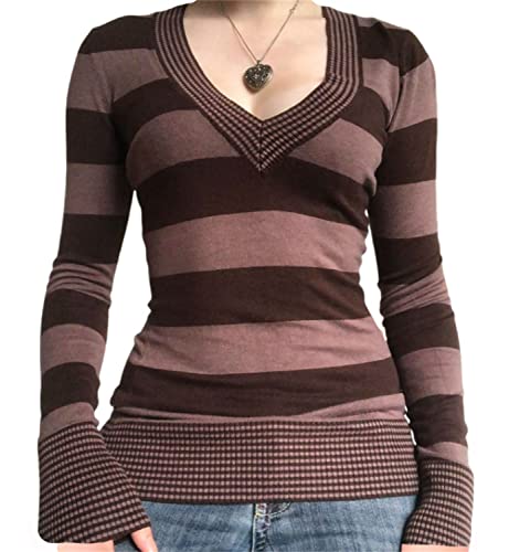 tinetill Langarmshirts für Damen Y2K Langarm Crop Top Harajuku T-Shirts Blumendruck Shirt 90er Jahre Mädchen T Tops Herbst Streetwear von tinetill