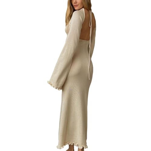 tinetill Maxikleid Damen Strickkleid Pulloverkleid Rückenfreies Langarmkleid Figurbetontes Kleid Winterkleid Bodycon Partykleid Freizeitkleider Etuikleid Herbst Winter tinetill Maxikleid Damen Strickkleid Pulloverkleid Rückenfreies Langarmkleid Figurbetontes Kleid Winterkleid Bodycon Partykleid Freizeitkleider Etuikleid Herbst Winter von tinetill