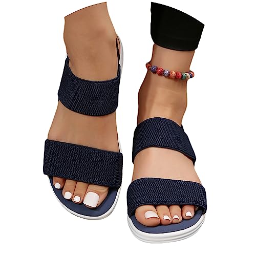 tinetill Sandalen Damen Sommer Flache Sandaletten Elegant Bequeme Flach Backstrap Sandal Treckingsandalen Sommer Plateau Sandalen mit Weiche Fußbett von tinetill