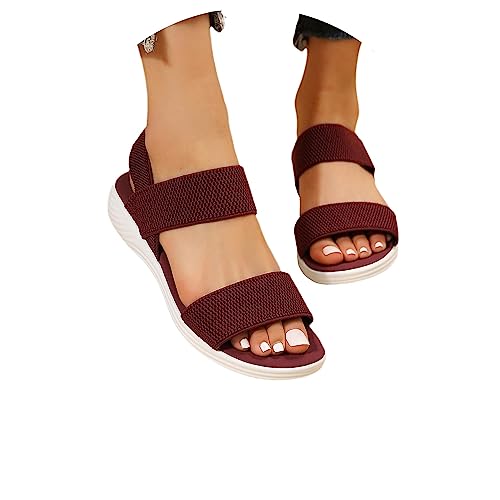 tinetill Sandalen Damen Sommer Flache Sandaletten Elegant Bequeme Flach Backstrap Sandal Treckingsandalen Sommer Plateau Sandalen mit Weiche Fußbett von tinetill