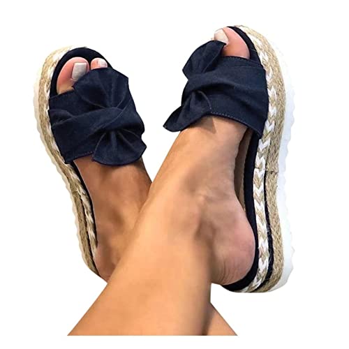 tinetill Sandalen Damen Sommer Wedge Peep Toe High Heel Plattform Pantoletten Flache Schuhe Anti-Rutsch-Sandalen von tinetill