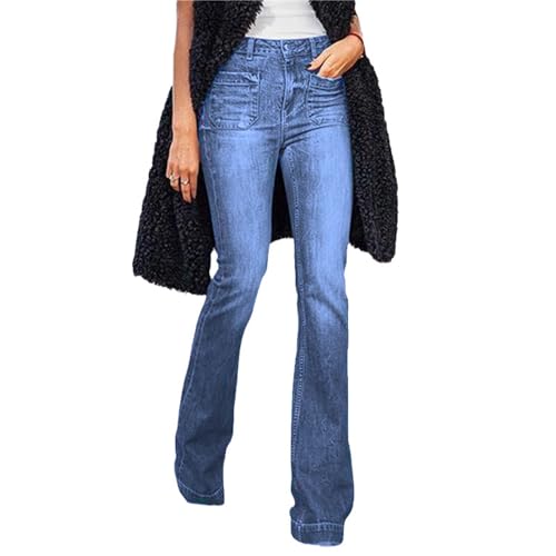 tinetill Schlaghosen Damen Stretch Skinny Jeanshose Hohe Taille Y2K Jeans Wide Leg Denim Hose Retro Flared Jeans Bootcut Hüftjeans Lange Pant Vintage Streetwear von tinetill