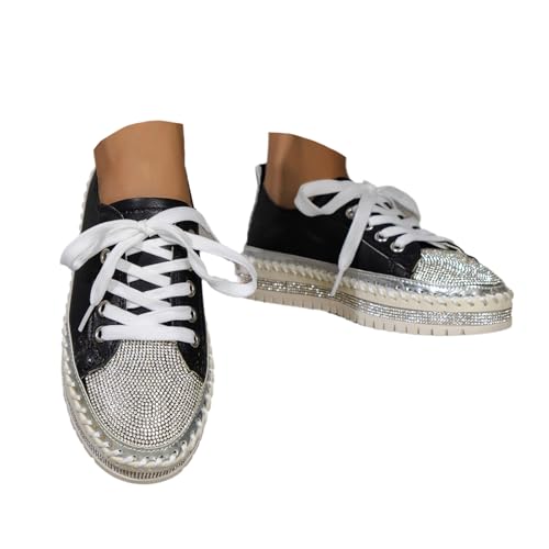 tinetill Sneaker Damen Pailletten Flach Schuhe Freizeitschuhe Glitzer Turnschuhe Sportschuhe Laufschuhe Halbschuhe Fitnessschuhe Outdoor Walkingschuhe von tinetill