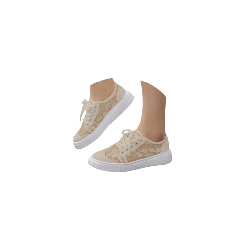 tinetill Sneakers Damen Flache Schuhe Spitze Trachtenschuhe Mesh Laufschuhe Elegant Sommerschuhe Bestickte Freizeitschuhe von tinetill