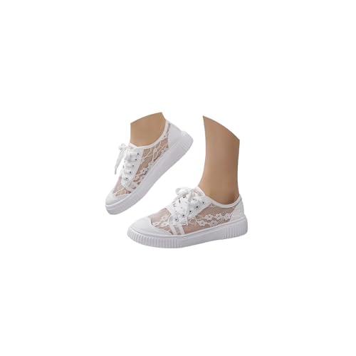 tinetill Sneakers Damen Flache Schuhe Spitze Trachtenschuhe Mesh Laufschuhe Elegant Sommerschuhe Bestickte Freizeitschuhe von tinetill