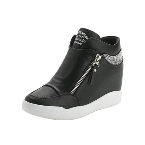 tinetill Sneakers Damen Pailletten Keilabsatz Trainers Funkeln High Top Schnüren Ankle Bootie Glitzer Turnschuhe Sportschuhe von tinetill