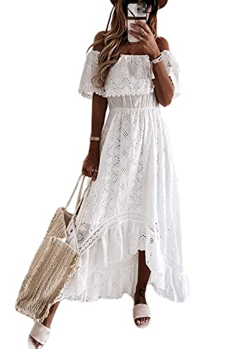 tinetill Sommerkleid Damen Strandkleider Ärmellos V-Ausschnitt Retro Sommer Spitzen Maxi Kleider Boho Lang Lose Sommerkleid Elegant A-Linie Freizeitklied von tinetill