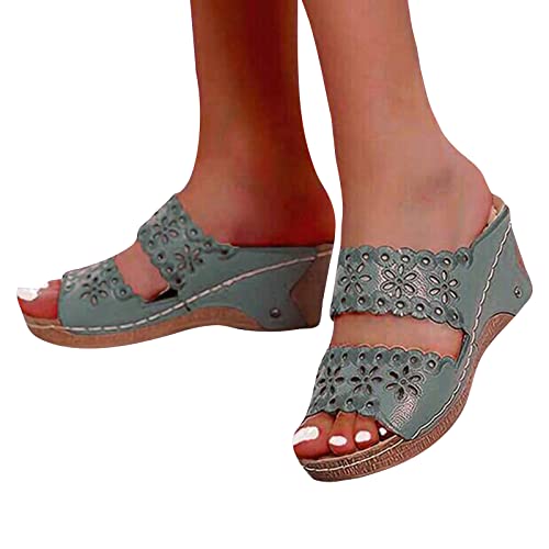 tinetill Sommerschuhe Damen Plateau Sandalen Keilabsatz Pantoletten Flach Wedges Sandaletten Halbschuhe Offene Schuhe Strandsandalen von tinetill