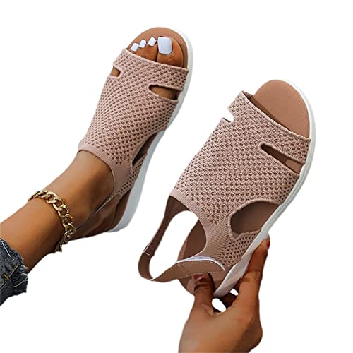 tinetill Sommerschuhe Damen Sandalen Bequem Flach Sandaletten Mit Absatz Sommer Vintage Elegant Schnüren Schuhe Ultraleichte Tennisschuhe Stretch von tinetill