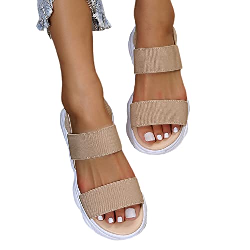 tinetill Sommerschuhe Damen Sandalen Sommer Plateau Sandalen Casual Strand Sportliche Sandalen Keilabsatz Slingback Wedges Sandaletten Sommerschuhe, 39 EU, Khaki von tinetill