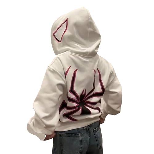 tinetill Y2k Zip Up Hoodie Spider Grunge Vintage Damen Herren Kapuzenpullover Gothic Kapuzenjacke Halloween von tinetill