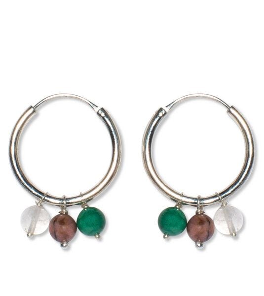 ting goods Creolen Tiger Eye mit drei Steinperlen von ting goods