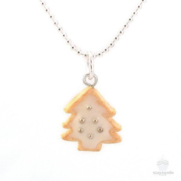 Lebensmittel Schmuck Duftende Weihnachtsbaum Cookie Charm Halskette Handgemachte Polymer Clay Anhänger Süße Weiße Zuckerglasur Kawaii Miniature von tinyhands