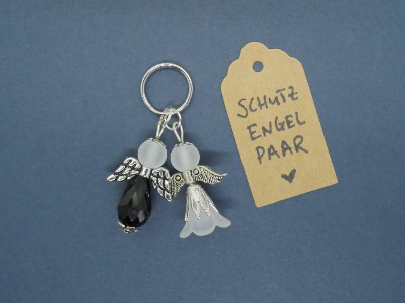Schutzengel Paar Schlüsselanhänger - Glücksengel, Kleines Geschenk Hochzeit Verlobt Familie Geburt Vater Mutter Tochter Sohn von tinylittlejoys