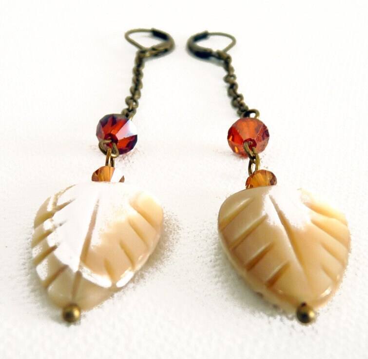 Bernstein Blatt Ohrringe von tinymishaps