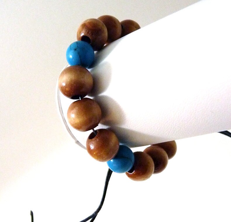 Holz & Türkis Wickelarmband - Zum Binden von tinymishaps