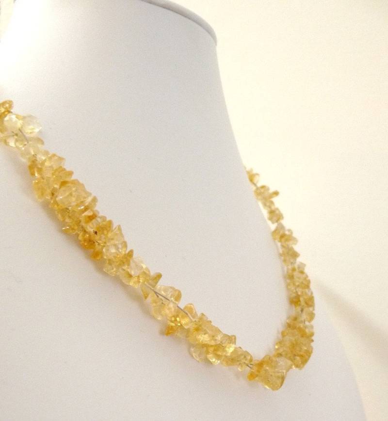 Warme Citrin Gewebte Halskette - November Geburtsstein Hellgelb von tinymishaps