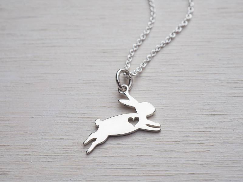 Kleine Silberne Häschen-Halskette Herz | Kinder Schmuck Sterling Silber von tinysilver