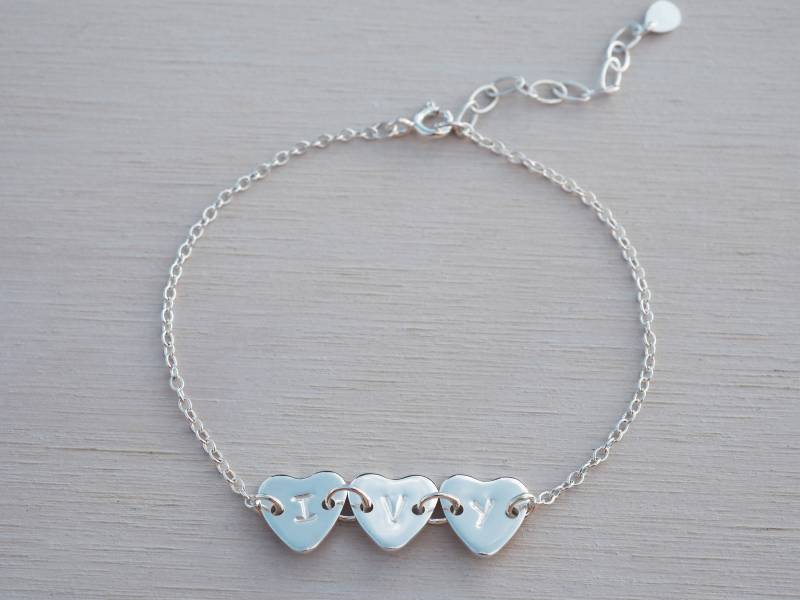 Personalisierte Silber Herz & Initial Armband | Sterling von tinysilver