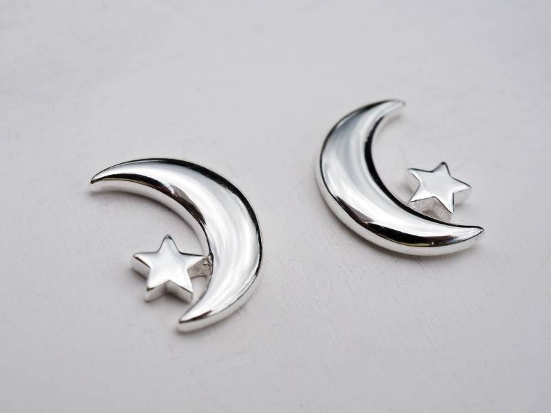 Silber Mond & Stern Ohrstecker | Sterling von tinysilver